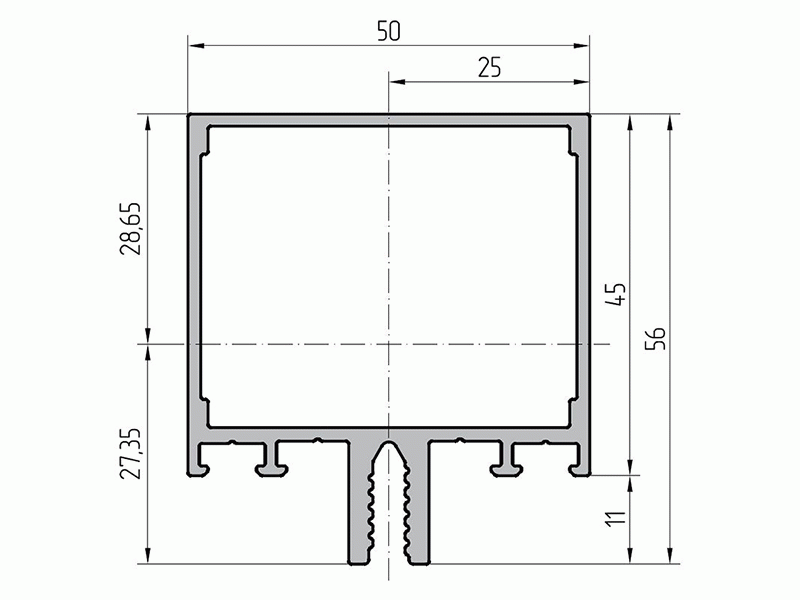 Профиль ригеля (6,8м) RAL9016. Рис. 1