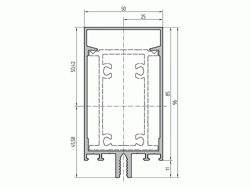 Профиль ригеля 85мм (6,8м), RAL9016. Рис. 1