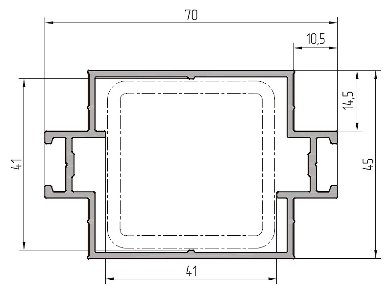 Профиль ригеля усиленный (6,2м), RAL9006. Рис. 1 Профиль ригеля усиленный (6,2м), RAL9006. Рис. 1