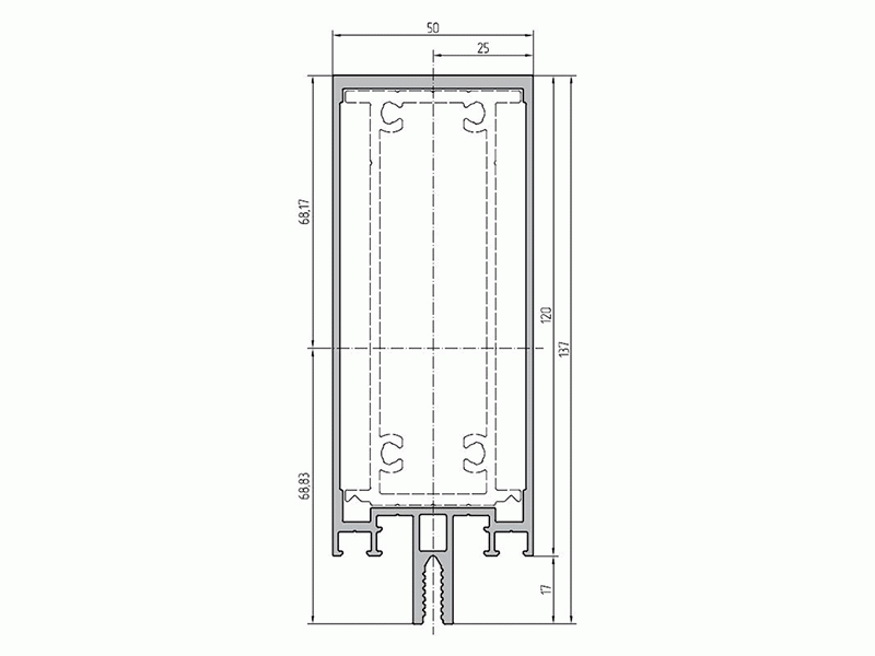Профиль стойки 120мм (6,8м), RAL9016. Рис. 1