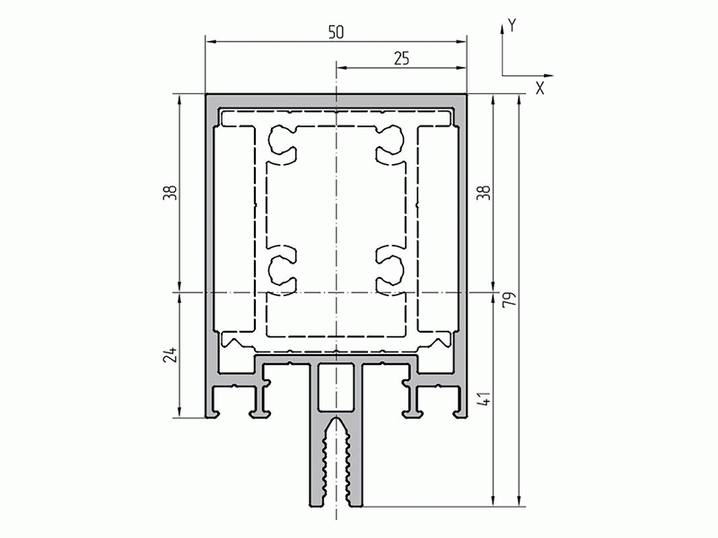 Профиль стоики (6,8м) RAL9016. Рис. 1