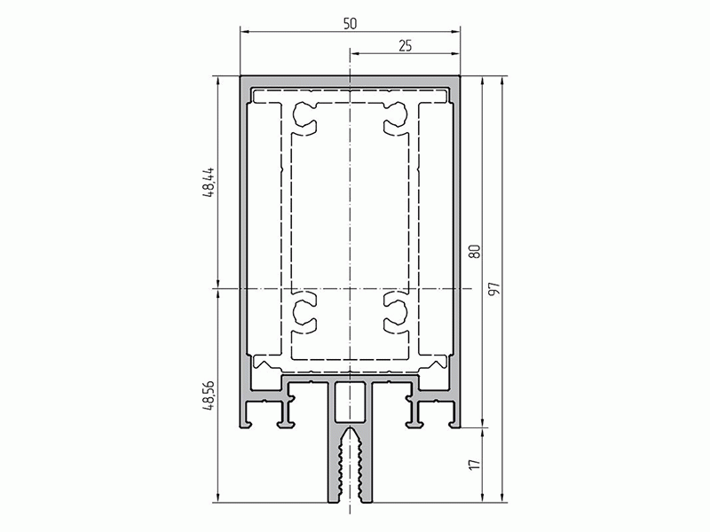 Профиль стойки (6,8м) RAL9016. Рис. 1