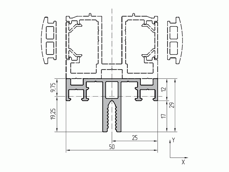 Профиль стойки бескамерной 12мм (6,8м), RAL9016. Рис. 1