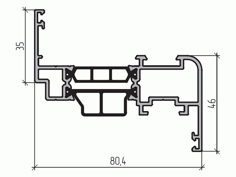 Профиль створки 46мм (6,5м) RAL9016. Рис. 1