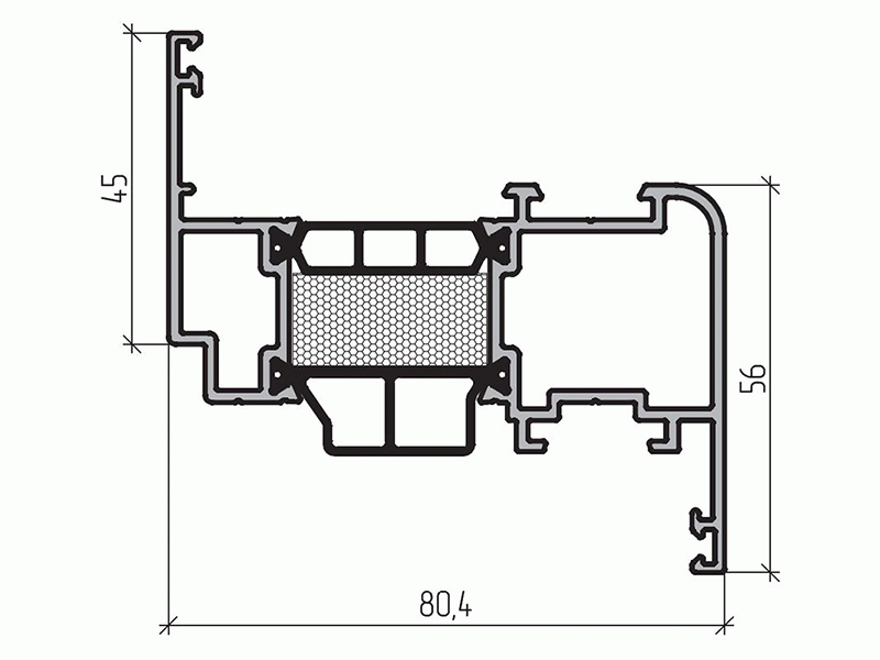 Профиль створки 56мм (6,5м), RAL9016. Рис. 1