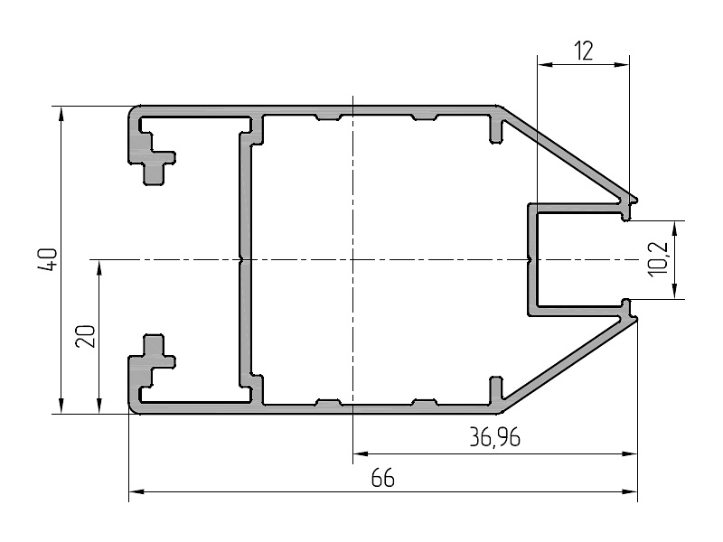 Профиль створки (6,2м), RAL9006. Рис. 1