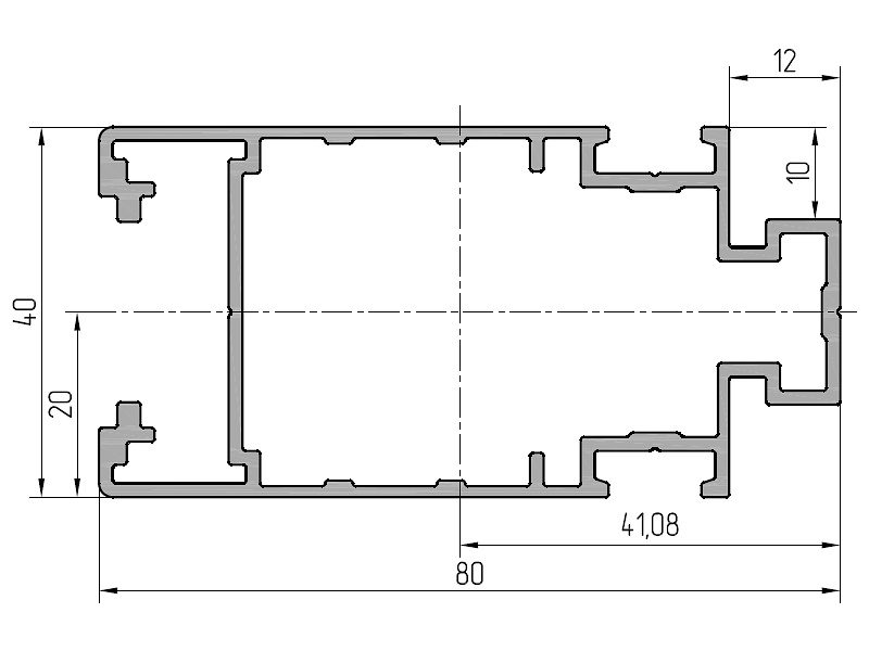 Профиль створки (6,2м), RAL9006. Рис. 1 Профиль створки (6,2м), RAL9006. Рис. 1