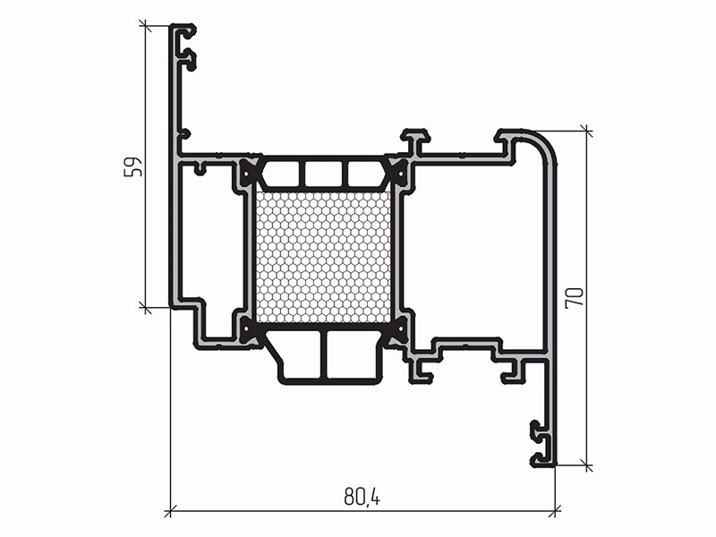 Профиль створки 70мм (6,5м) RAL9016. Рис. 1