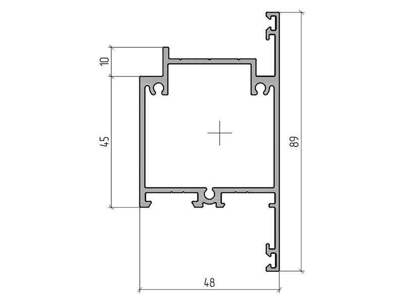 Профиль створки дверной 89мм (6,5м) RAL7004. Рис. 1 Профиль створки дверной 89мм (6,5м) RAL7004. Рис. 1
