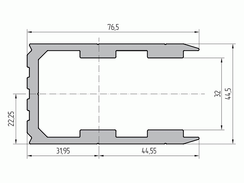 Профиль сухарный 76,5мм (6,8м). Рис. 1 Профиль сухарный 76,5мм (6,8м). Рис. 1