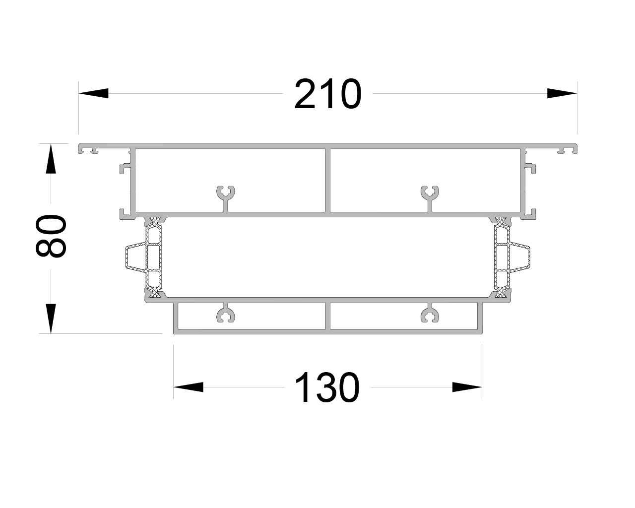 Профиль вентиляционной створки, 210/ 130 мм 6м неокрашенный. Рис. 1