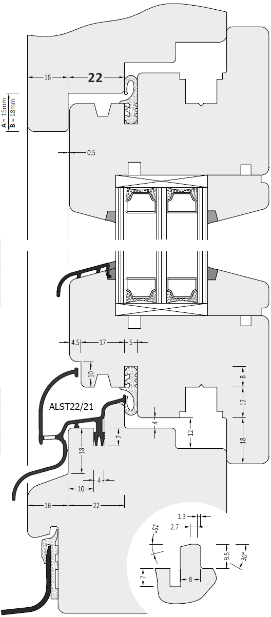 Профиль водоотв., АЛЮСТАРТ (D22/20), коричневый. Рис. 2 Профиль водоотв., АЛЮСТАРТ (D22/20), коричневый. Рис. 2