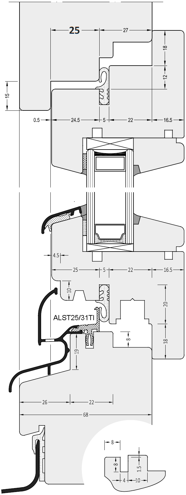 Профиль водоотводный АЛЮСТАРТ, с термовставкой, алюминий, бронза. Рис. 3