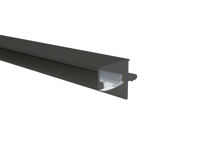 Профиль врезной GOLA Alphalux для верхних баз+профиль из поликарбоната, для ДСП-16/18мм, L=4.1м, алюминий черный. Рис. 1