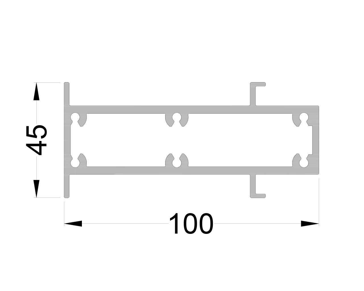Профиль вставной 100х45 мм 3м неокрашенный (для 150115). Рис. 1