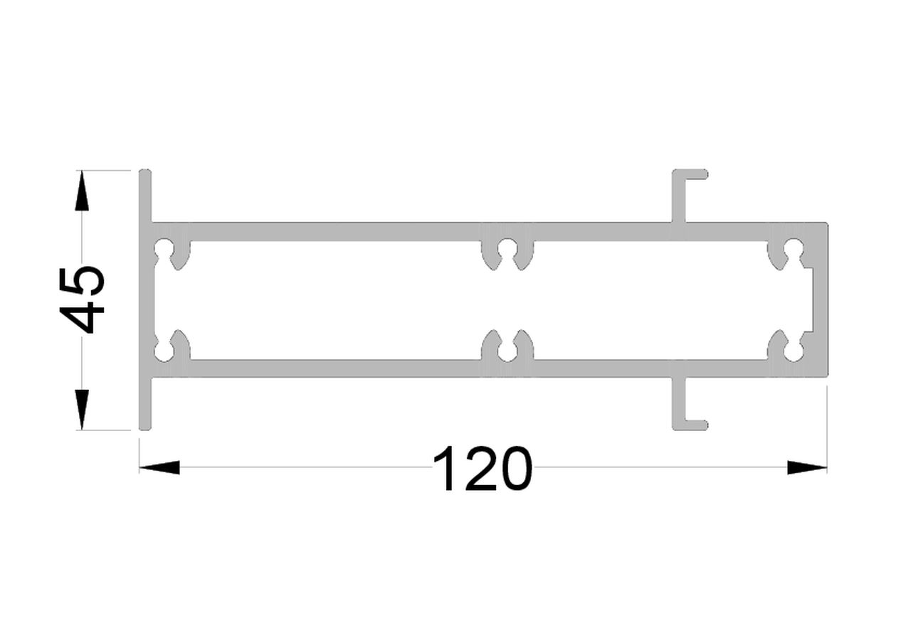 Профиль вставной 120х45 мм 3м неокрашенный (для 150135). Рис. 1