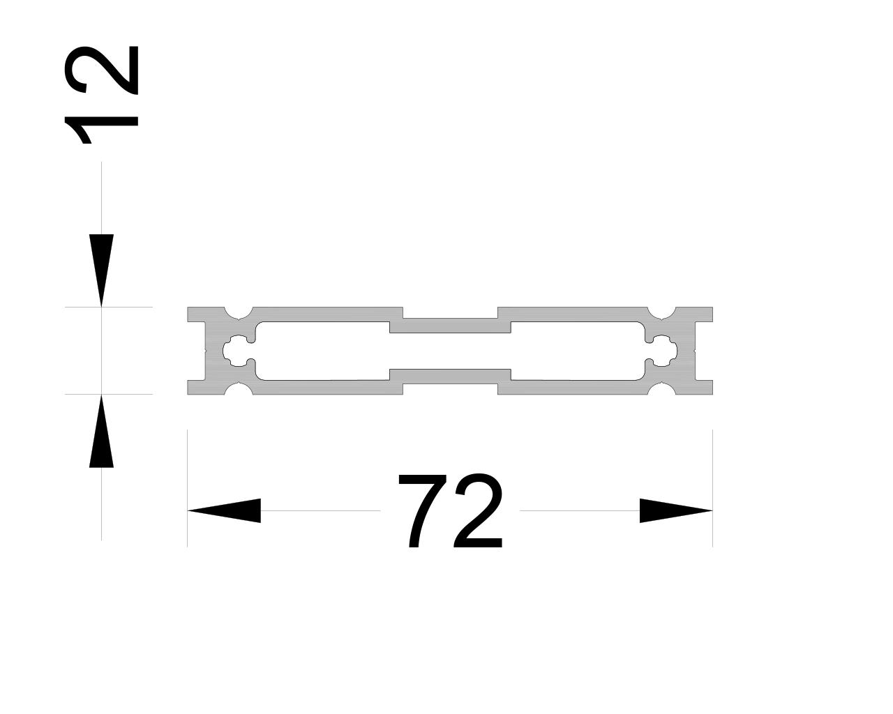Профиль вставной 12х72мм 3м S44 Неокрашенный. Рис. 1