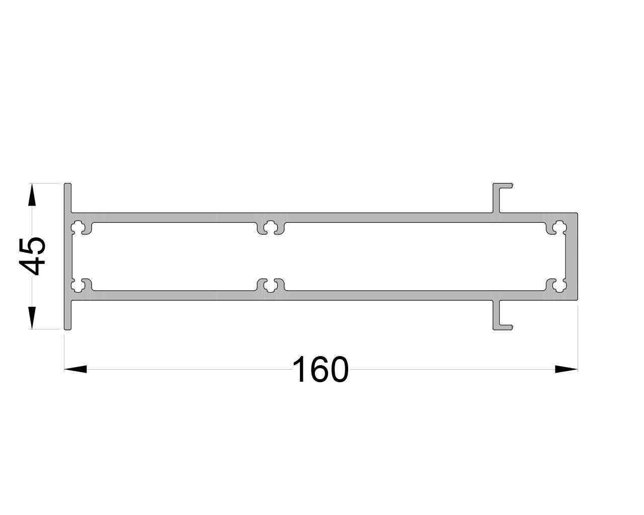 Профиль вставной 160х45 мм 6м неокрашенный (для 150175). Рис. 1