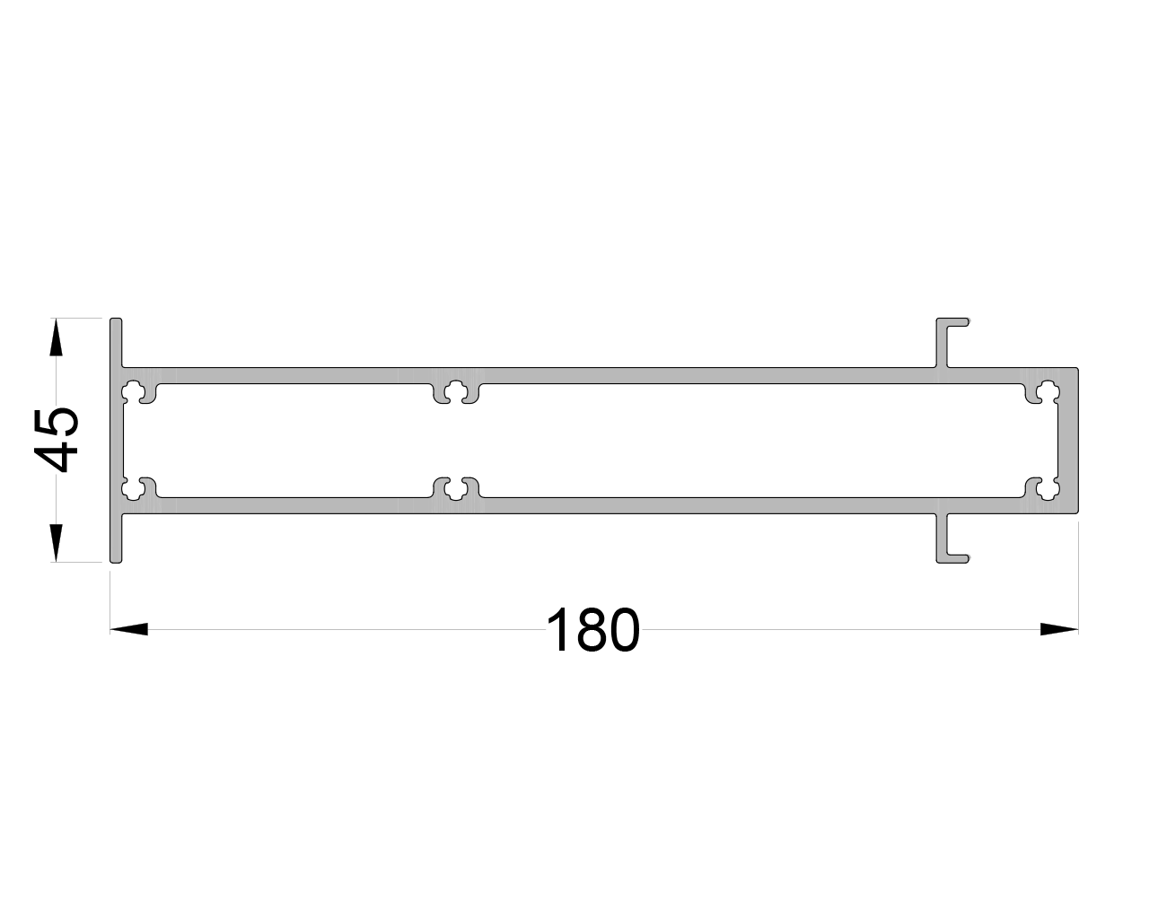 Профиль вставной 180х45 мм 6м неокрашенный (для 150195). Рис. 1