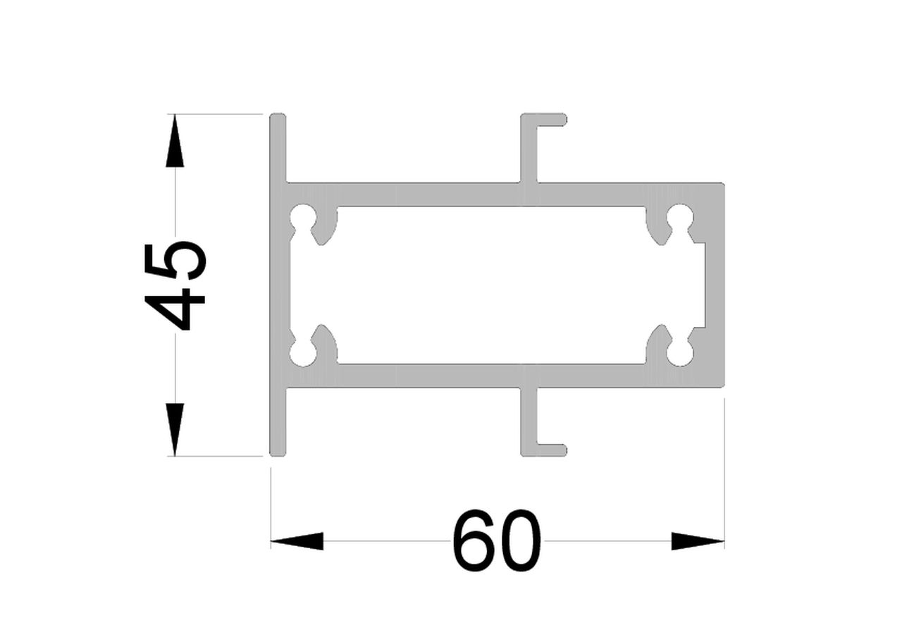 Профиль вставной 60х45 мм 3м неокрашенный (для 150075). Рис. 1 Профиль вставной 60х45 мм 3м неокрашенный (для 150075). Рис. 1