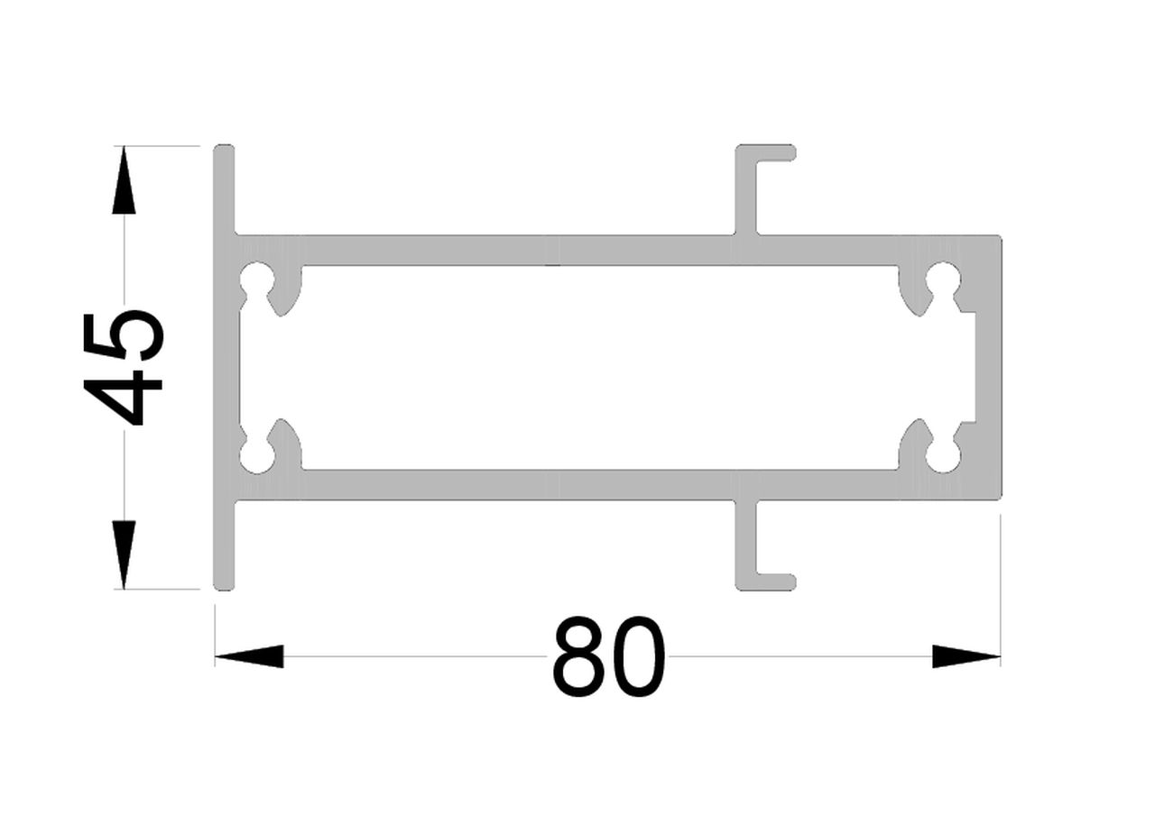 Профиль вставной 80х45 мм 3м неокрашенный (для 150095). Рис. 1