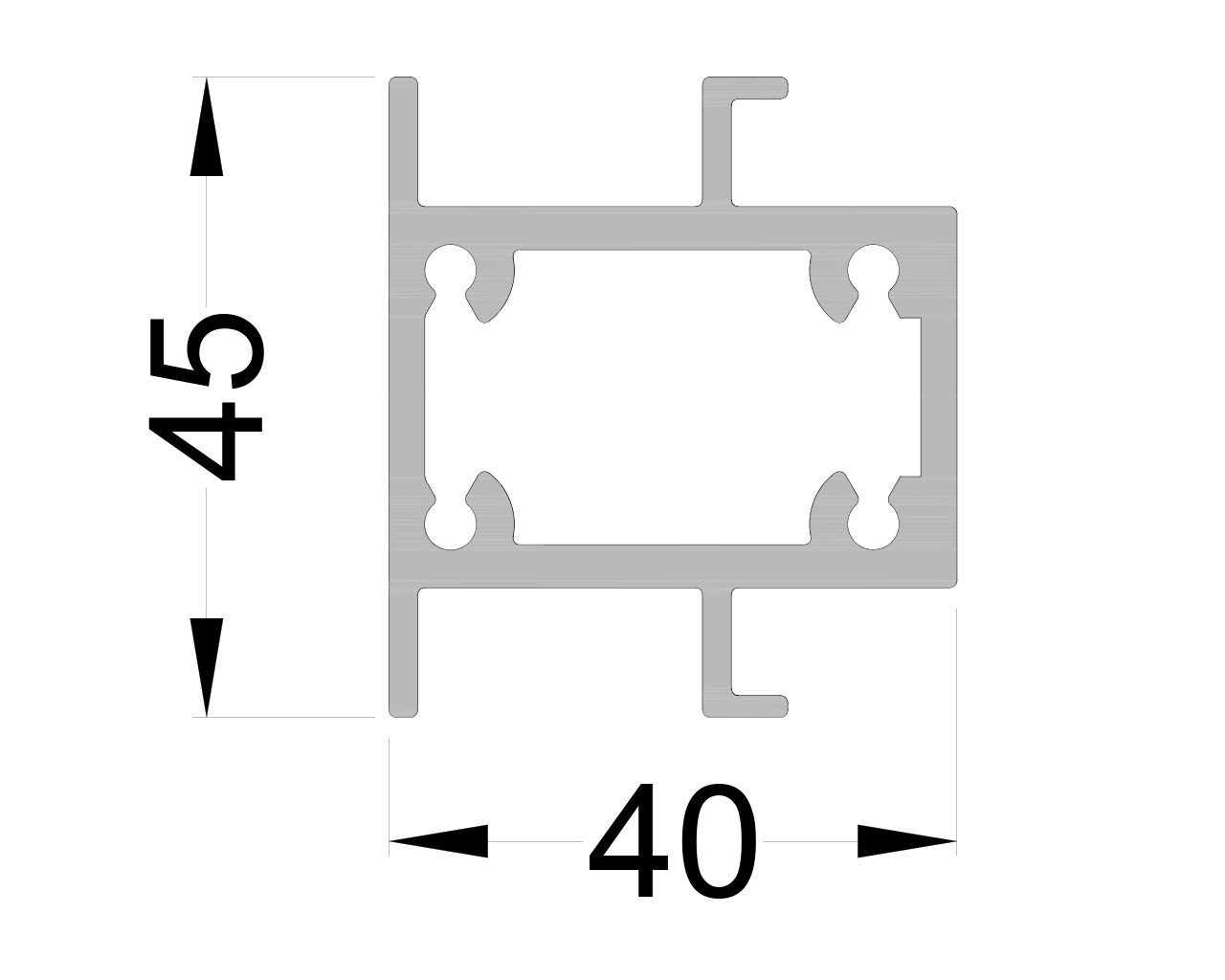 Профиль вставной ALUMARK 40х45 мм 3м неокрашенный (для 150055). Рис. 1