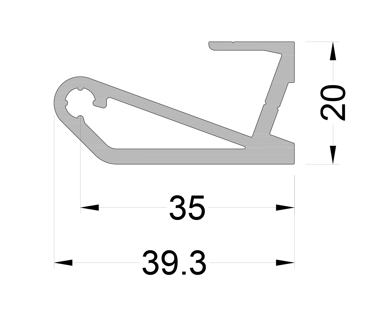 Профиль закладной 39/20 мм 6м неокрашенный. Рис. 1 Профиль закладной 39/20 мм 6м неокрашенный. Рис. 1
