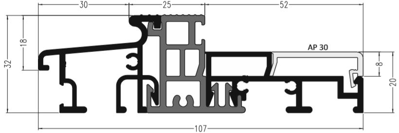 Профиль-порог АЛЮСТАРТ, с термовставкой, алюминий анодированный, серебристый. Рис. 1