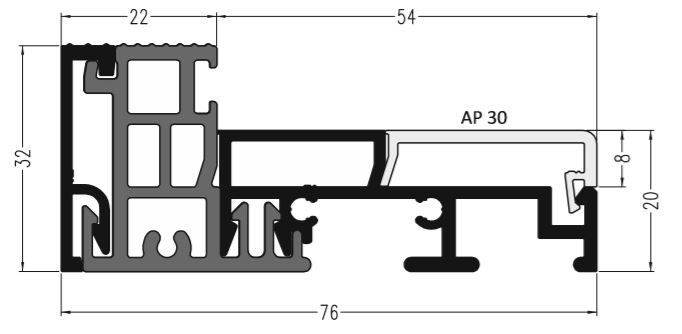 Профиль-порог АЛЮСТАРТ, с термовставкой, алюминий анодированный, серебристый. Рис. 1