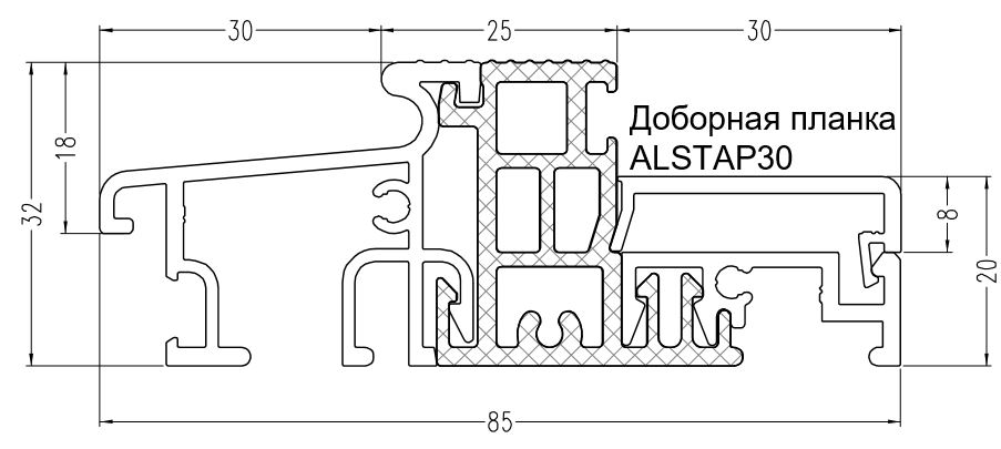 Профиль-порог АЛЮСТАРТ, с термовставкой, алюминий анодированный, серебристый. Рис. 2 Профиль-порог АЛЮСТАРТ, с термовставкой, алюминий анодированный, серебристый. Рис. 2