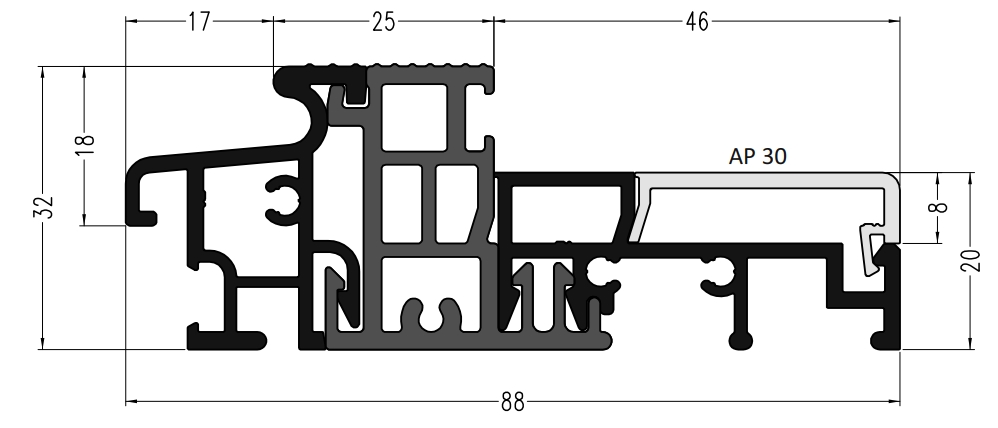 Профиль-порог АЛЮСТАРТ, с термовставкой, алюминий анодированный, серебристый. Рис. 1