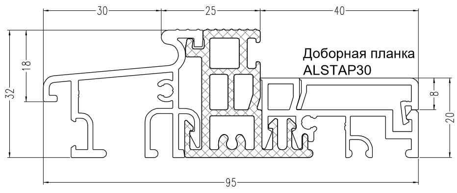 Профиль-порог АЛЮСТАРТ, с термовставкой, алюминий анодированный, серебристый. Рис. 3 Профиль-порог АЛЮСТАРТ, с термовставкой, алюминий анодированный, серебристый. Рис. 3