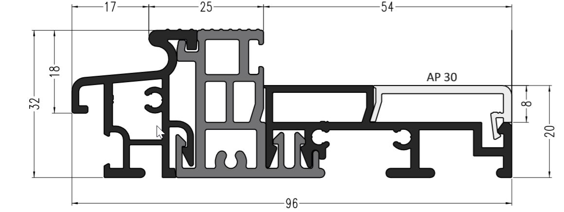 Профиль-порог АЛЮСТАРТ, с термовставкой, алюминий анодированный, серебристый. Рис. 1