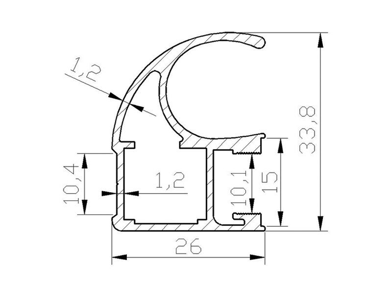Профиль-ручка асимметричная, FIRMAX, алюминий, L=5400 мм, золото.. Рис. 2 Профиль-ручка асимметричная, FIRMAX, алюминий, L=5400 мм, золото.. Рис. 2