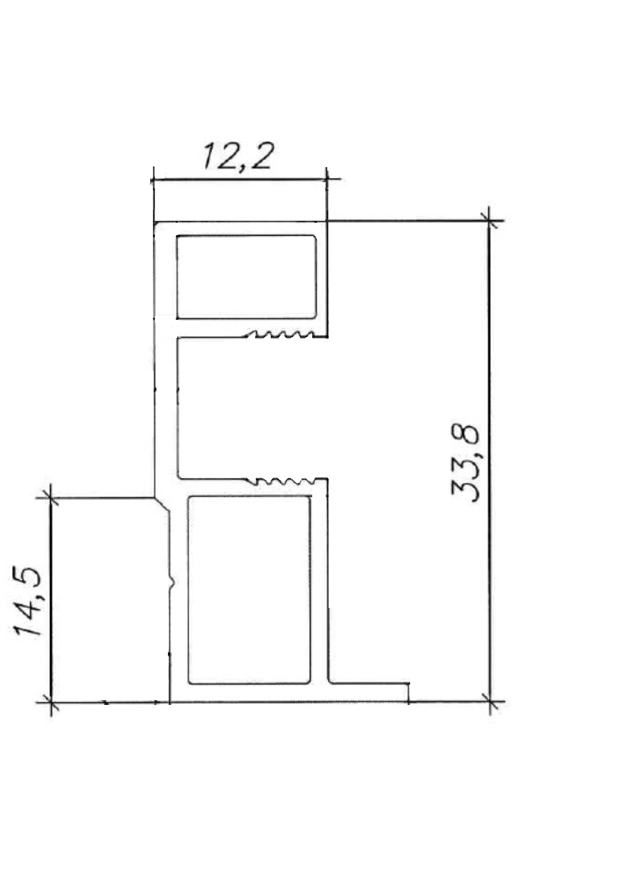 Профиль-ручка квадро Classic Slim, алюминий, L=5400 мм, серебро.. Рис. 2 Профиль-ручка квадро Classic Slim, алюминий, L=5400 мм, серебро.. Рис. 2