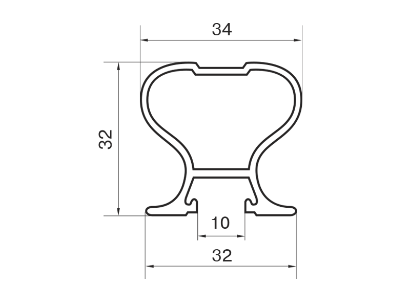 Профиль-ручка симметричная, алюминий, L=5400 мм, шампань.. Рис. 2 Профиль-ручка симметричная, алюминий, L=5400 мм, шампань.. Рис. 2