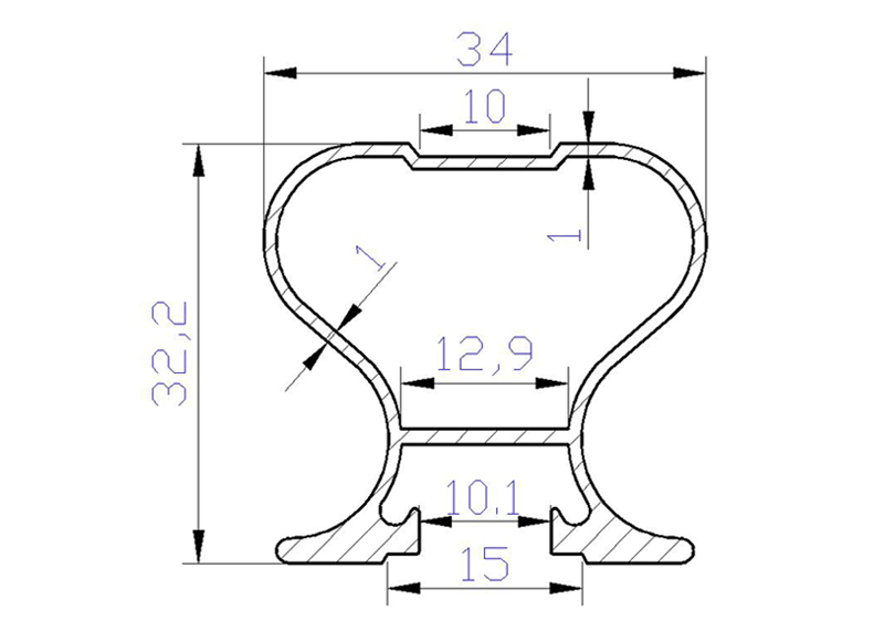 Профиль-ручка симметричная, алюминий, L=4800 мм, шампань.. Рис. 2 Профиль-ручка симметричная, алюминий, L=4800 мм, шампань.. Рис. 2
