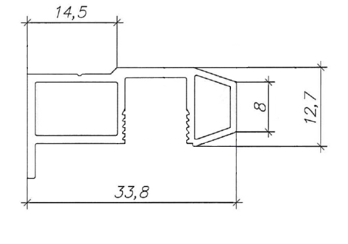 Профиль-ручка трапециевидная Classic Slim, алюминий, L=5400 мм, белый глянец.. Рис. 2 Профиль-ручка трапециевидная Classic Slim, алюминий, L=5400 мм, белый глянец.. Рис. 2