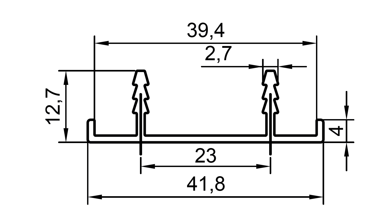 Профиль кромка 418 дверного полотна, алюминий, L=6100 мм, серебро.. Рис. 2