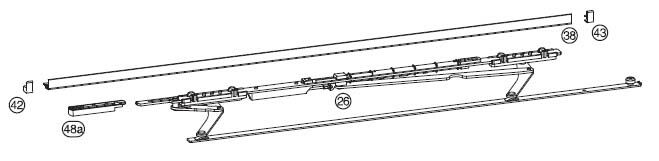 Ножницы+направляющая на створке Internika SP 1650-2000 правая, коричневые. Рис. 1 Ножницы+направляющая на створке Internika SP 1650-2000 правая, коричневые. Рис. 1