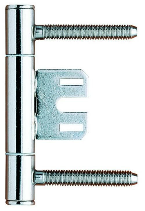 Петля ввертная, 2-штыревая, диаметр 15 мм, с центральной пластиной+стержень с головкой+1 головка (4 части), сталь, никелированный. Рис. 1