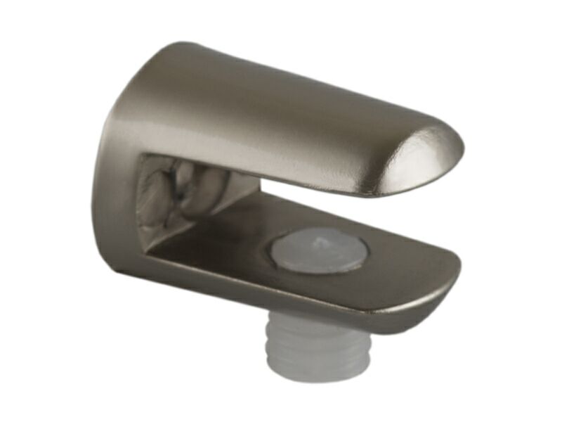 FIRMAX FA16 Полкодержатель под саморез для стеклянных полок толщиной до 8 мм, с фиксацией, цинк, никель матовый. Рис. 1 FIRMAX FA16 Полкодержатель под саморез для стеклянных полок толщиной до 8 мм, с фиксацией, цинк, никель матовый. Рис. 1