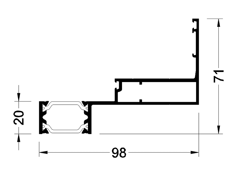 Рама для створки наружного открывания 20/98 мм 6м неокрашенный