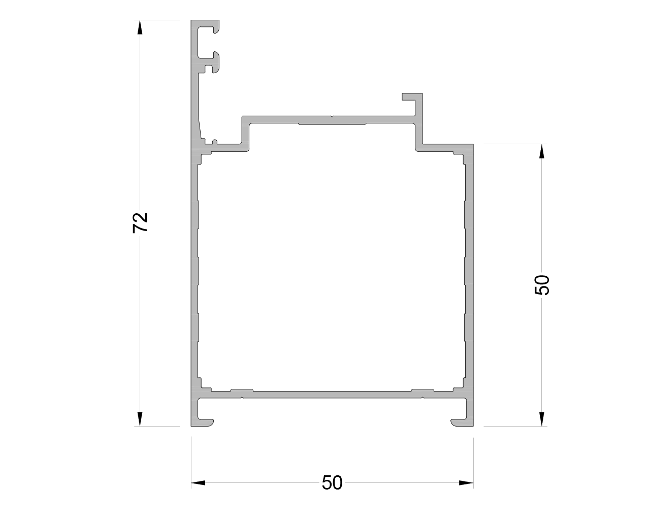 Рама двери ALUMARK 72/50 мм 6.5м неокр. Рис. 1 Рама двери ALUMARK 72/50 мм 6.5м неокр. Рис. 1