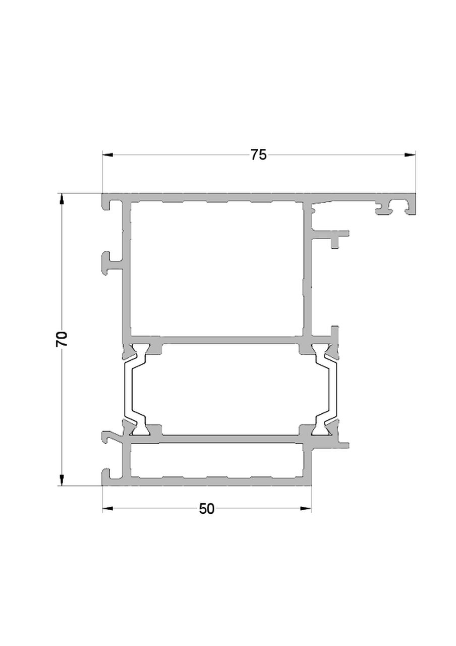 Рама дверная наружного открывания ALUMARK 75/50 мм 6.5м Белый RAL9016. Рис. 2 Рама дверная наружного открывания ALUMARK 75/50 мм 6.5м Белый RAL9016. Рис. 2