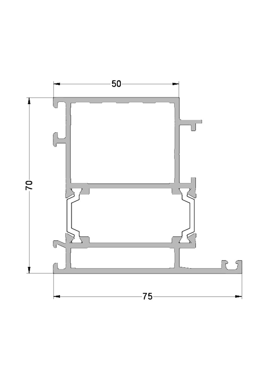 Рама дверная внутреннего открывания ALUMARK 75/50 мм 6.5м RAL9016. Рис. 1 Рама дверная внутреннего открывания ALUMARK 75/50 мм 6.5м RAL9016. Рис. 1
