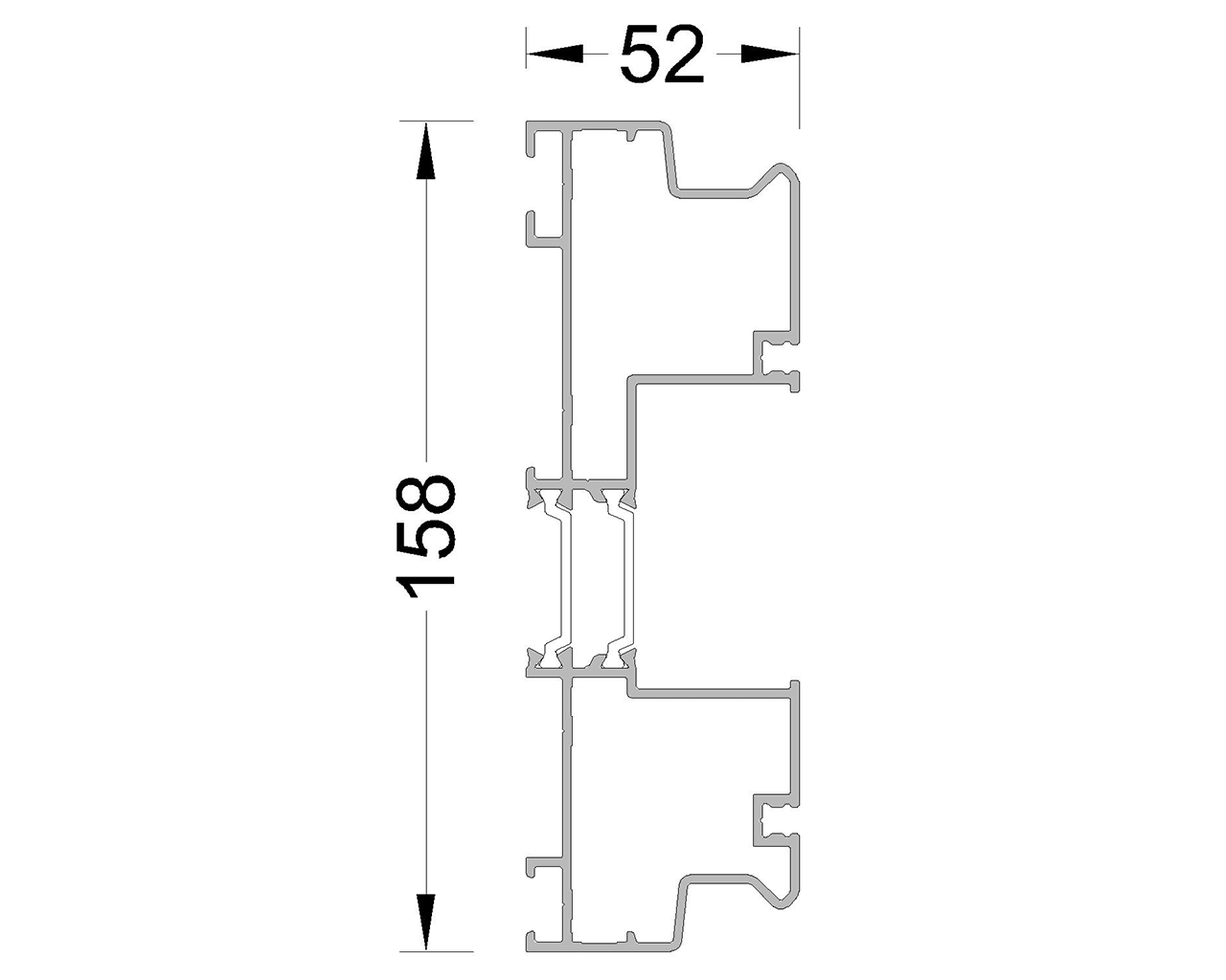 Рама двухполозная 158мм.., 6.5 м неокрас. Рис. 1
