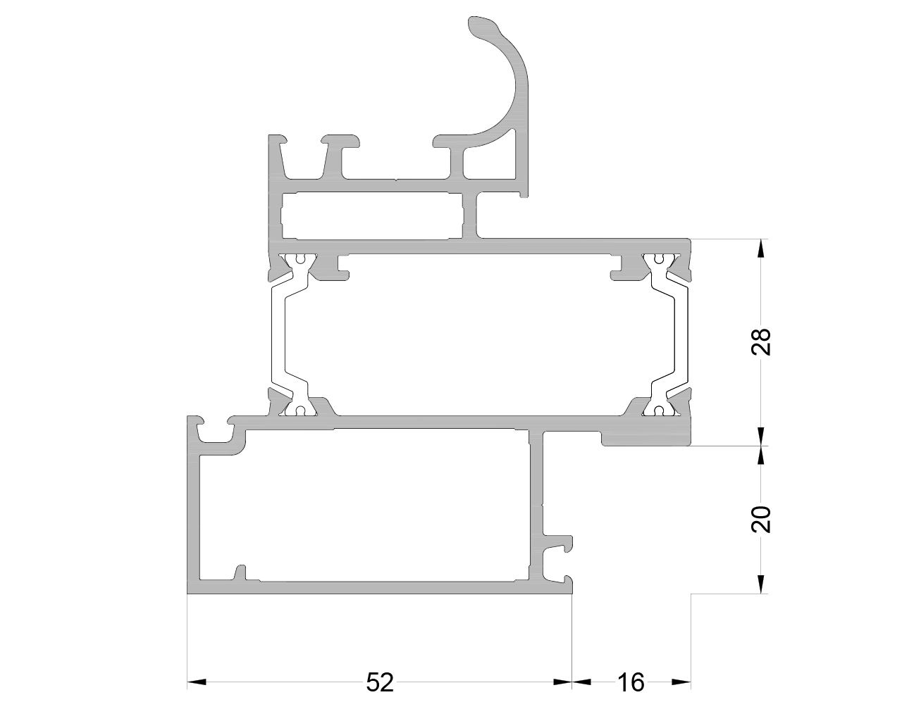 Рама мансардного окна ALUMARK 68/78 мм 6м неокрашенный. Рис. 1