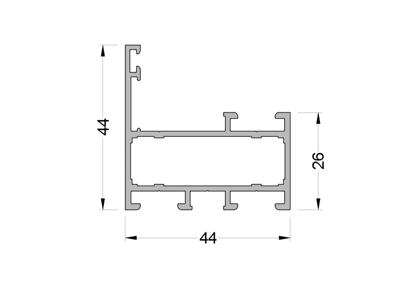 Рама оконная ALUMARK 44/26 мм 6м RAL9016. Рис. 1 Рама оконная ALUMARK 44/26 мм 6м RAL9016. Рис. 1