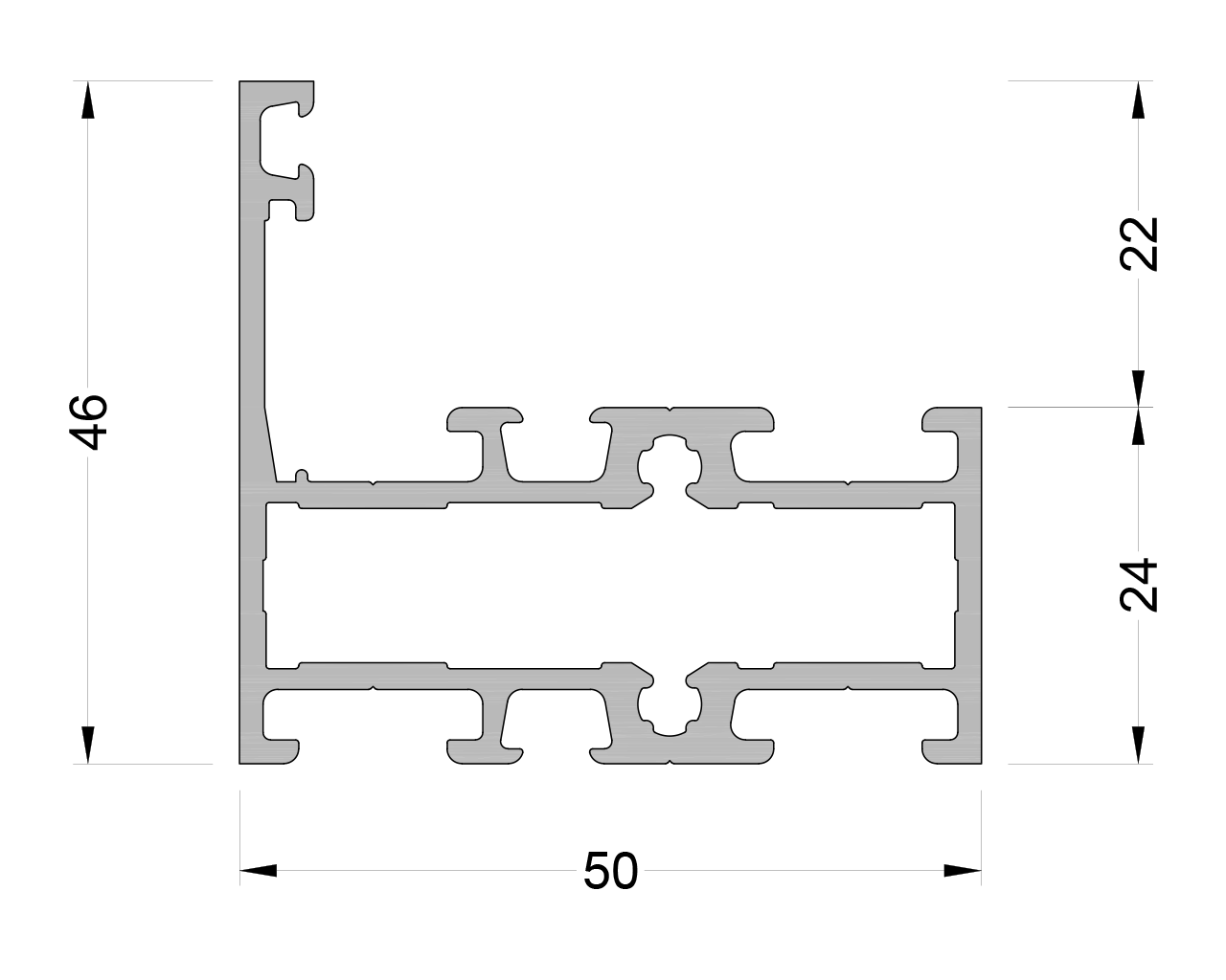 Рама оконная ALUMARK 46/24 мм 6м Белый RAL9016. Рис. 1 Рама оконная ALUMARK 46/24 мм 6м Белый RAL9016. Рис. 1